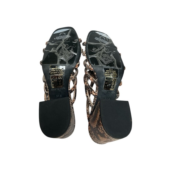 Free People Colette Cinched Strappy Sandal Heels Size EU 37.5 US 7.5 Snake Print - Picture 9 of 9